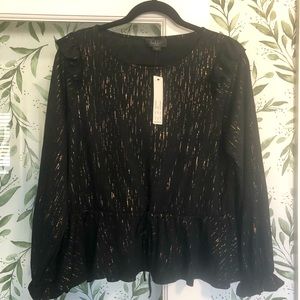 BRAND NEW Women blouse dress shirt top gold silver